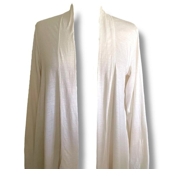 Columbia Womens Flyaway Cardigan Sz Medium Ivory Wool Blend Slub Knit Minimalist - Picture 2 of 8
